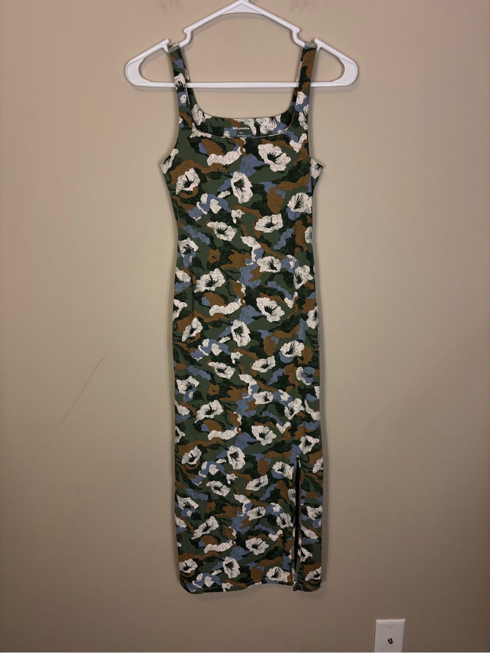 Daily Practice Anthro Floral Tank Midi Dress in Green, Brown, Blue, White XXS